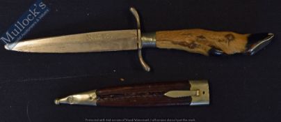 German - ‘Gebruder Rauh Grafrath Solingen’ Hunting Knife – marked with maker’s name and mark to