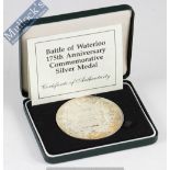 Royal Mint 175th Anniversary of Battle of Waterloo medallion: .925 Silver medallion limited 2,