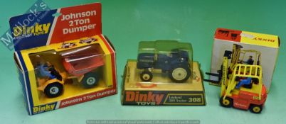 Dinky Toys 308 Leyland 384 Tractor Diecast Model Together with 404 Conveyancer Folk Lift Truck,