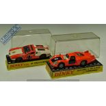 Dinky Toys Diecast Models 187 De Tomaso-Mangusta fluorescent and white (with added decals), plus 210