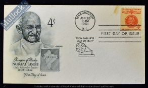 India – Mahatma Gandhi - American first day cover dated January 26th 1961 - celebrating Gandhi ‘