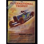 Brooklands Motor Racing “The International Trophy - April 28th 1934 Programme - A detailed and