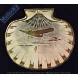 Blackpool Aviation Souvenir 1910 - Two sided Card in shape of Sea Shell with illustration of