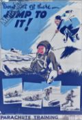WWII Original Airborne Forces Training Poster: Just Don't Sit There Jump to It! Parachute Training