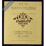 Cotton Motor Cycles 1934 Catalogue - A fine 12 page fold out to Poster size Sales Catalogue,