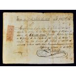 1879 "Pagaré" Promissory Note for the payment of "tobacco leaves" with Revenue Stamp, aprox., 16cm x