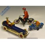 Tinplate Toy Selection to include German Cyclist ‘Rolli 230’, ‘PenduPet’ Motorcyclist made in