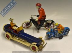 Tinplate Toy Selection to include German Cyclist ‘Rolli 230’, ‘PenduPet’ Motorcyclist made in