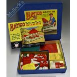Bayko 1 Building Set with red, white and green pieces, plus accessories in box, and Instruction