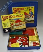 Bayko 1 Building Set with red, white and green pieces, plus accessories in box, and Instruction