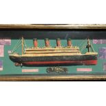 Large Modern Display of the RMS Titanic: Resin flat back 3D model mounted in a deep frame with