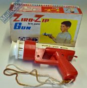 Tomy (Japan) Battery Powered Ziro-Zip Space Gun red and white with flashing light and siren, in