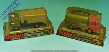 Dinky Toys 978 Refuse Wagon Diecast Model Together with 451 Johnston Road Sweeper in original