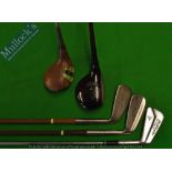 5x Various Golf Clubs from the 1940/70’s – Wilson brassie, Flange sole 5 iron, mashie with Archer