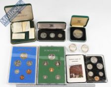 Collection of Zambia, Zimbabwe, Malawi coins: To consist of Proof sets Zambia 1978, set of 3 1964,
