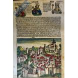 Germany - Nuremburg Chronicle 1493 - A Page With Panoramic Illustration Of Ancient City Of Troy -