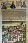 Germany - Nuremburg Chronicle 1493 - A Page With Panoramic Illustration Of Ancient City Of Troy -