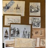Selection of Mixed Drawings to include original artwork depicting a mammoth and cave ‘Boys Club’,