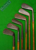 6x Various Golf Clubs - Irons – including J B Halley mashie, Winton “Strong” iron, Gibson mid