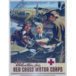 WWII Original US Recruiting Poster: Volunteer for Red Cross Motor Corps featuring US Airmen with a