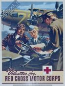 WWII Original US Recruiting Poster: Volunteer for Red Cross Motor Corps featuring US Airmen with a