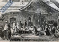 India & Punjab – Interior of Sikh Temple at Umritzer -Reading the Grunt’h Original Engraving 1858