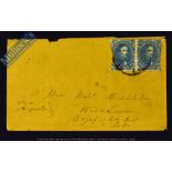 Confederate States - A Scarce Pair Of Early Confederate 5 Cents (Pen Cancelled) Bluestamps - With