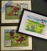 Golfing Lithograph Prints Pair of Chas Crombie prints Rule XVIII and Rule IV 43 x35cm framed,