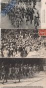 India & Punjab – Sikh Troops Marching Towards Western Front - Three vintage WWI postcards showing