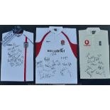 Pride of England 2002 Large Signed Display containing signed England Football, Rugby and Cricket