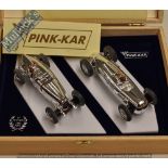 Scalextric/Slot Cars ‘Pink-Kar’ Limited Edition Cars Auto Union/Bugatti Chromed Cars in wood