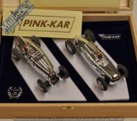 Scalextric/Slot Cars ‘Pink-Kar’ Limited Edition Cars Auto Union/Bugatti Chromed Cars in wood