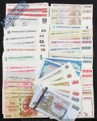 Large Collection of Zimbabwe Bank Notes: To consist of 1 cent, 5 cent, 10 cent, 50 cent, $1, $2, $5,
