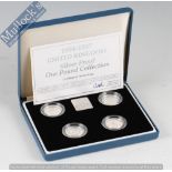 1994 - 1997 Royal Mint £1 silver Coin Proof Set: Including 4 - £1 coin complete with leaflet in
