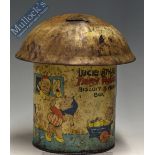 Rare C.1930s William Crawford & Sons ‘Lucie Attwell’s Fairy House Biscuit & Money Box’ with mushroom