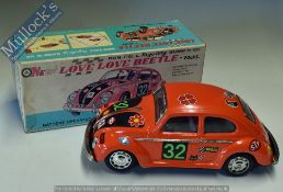 Taiyo (Japan) Battery Operated Non-Fall Mystery Bump’N Go ‘Love Love Beetle’ C-611 tinplate, in good