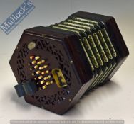 c.1880 ‘Lachenal and Co’ Concertina with standard 48 buttons in bone, appears as a tutor’s model