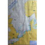Admiralty Chart Signed Large Chart / Map of the North Sea used by Cunard Queen Victoria 1st August