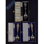 3x British South Africa Police Spoons - Crossed rifles with Force badge to top, all having silver