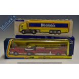 Corgi Toys American LaFrance Aerial Rescue Truck 1143 Diecast Model in red and yellow together