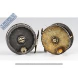 Fishing Reels - 2x early Alloy and Brass/Alloy Combination fly reels including a J.B Walker