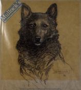 Clifford Ambler 1886 – 1965 - Dog artist original pastel drawing 35 x 33cm mounted