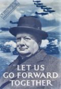 WWII Original Recruiting Poster: Let Us Go Forward Together featuring Winston Churchill Printed by J