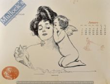 1903 Life’s Gibson Calendar Featuring black & white line drawings of Edwardian Life single sheet
