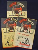 1947/1948 Manchester United v Aston Villa, v Sunderland, v Preston NE football programmes at Maine