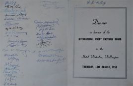 Rare 1959 Fully Signed International Rugby Board Dinner Menu: Really interesting and in good
