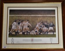 1993 England Rugby Ltd Edition Signed Framed & Glazed Print ‘Grand Slam Glory’: Striking Stephen