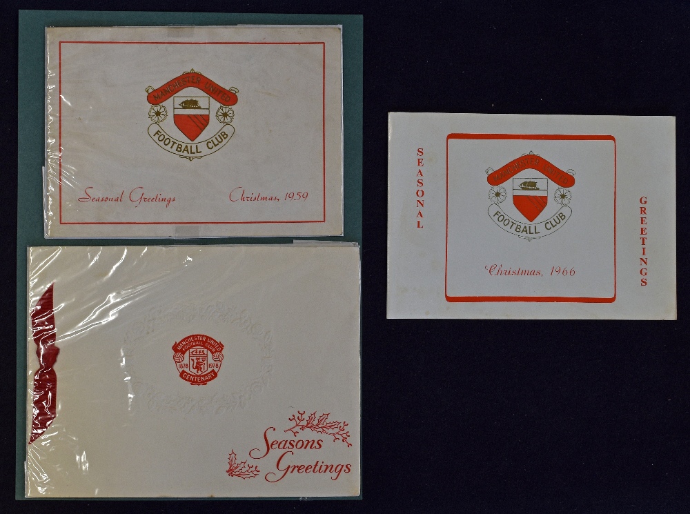 Christmas cards issued by Manchester United for 1959, 1966 and 1978 (3)