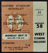 1966 World Cup match ticket England v Uruguay at Wembley 11 July 1966 (opening match). Worth a view.