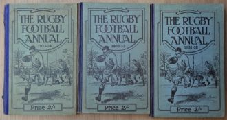 Rugby Football Annual editions for 1931-2, 1932-3 and 1933-4 (3): Nice run of issues, mostly in good